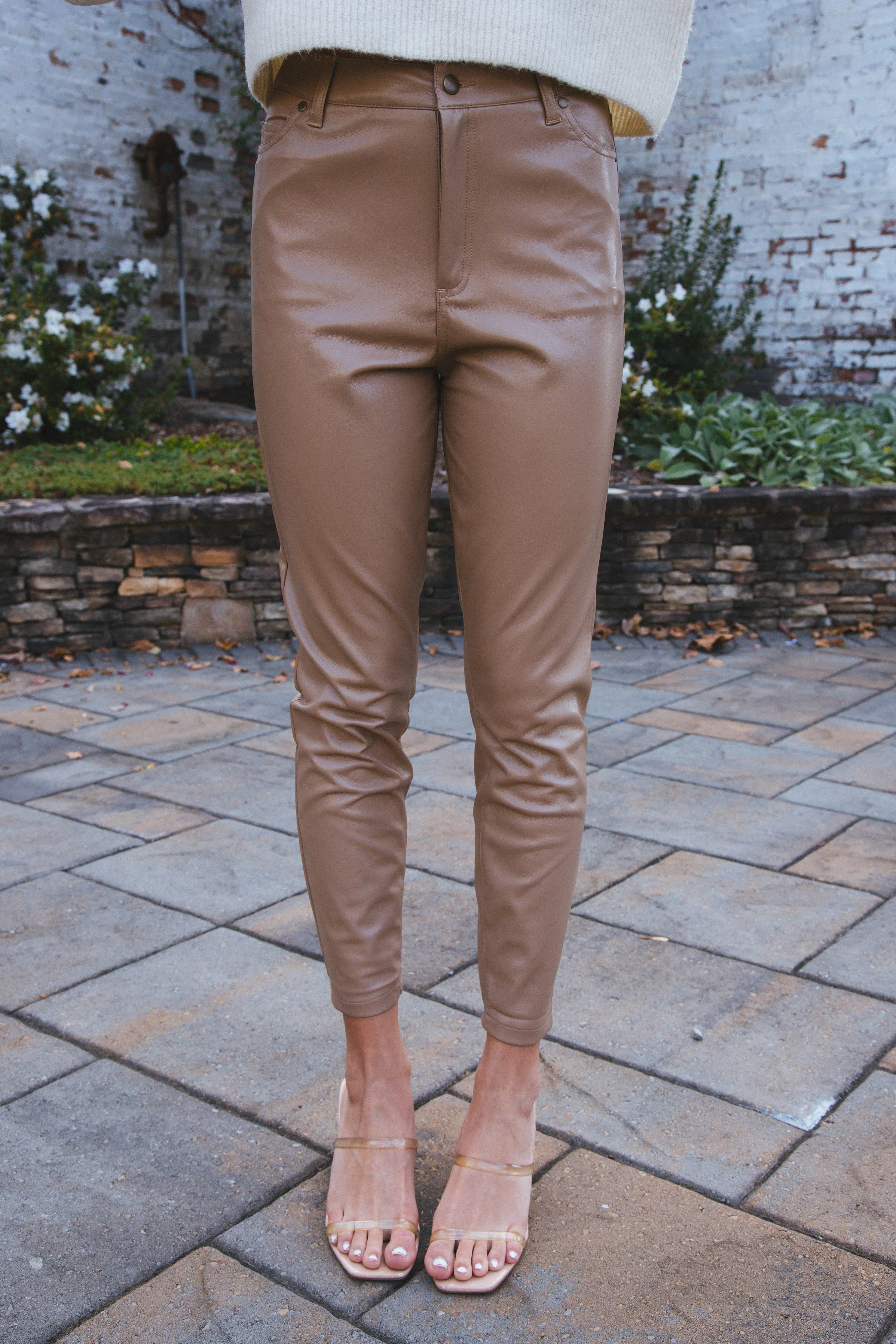 Nile Faux Leather High Rise Pant, Tan | Velvet Heart