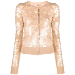 No. 21 Sequin-Embelllished Long Sleeve Cardigan