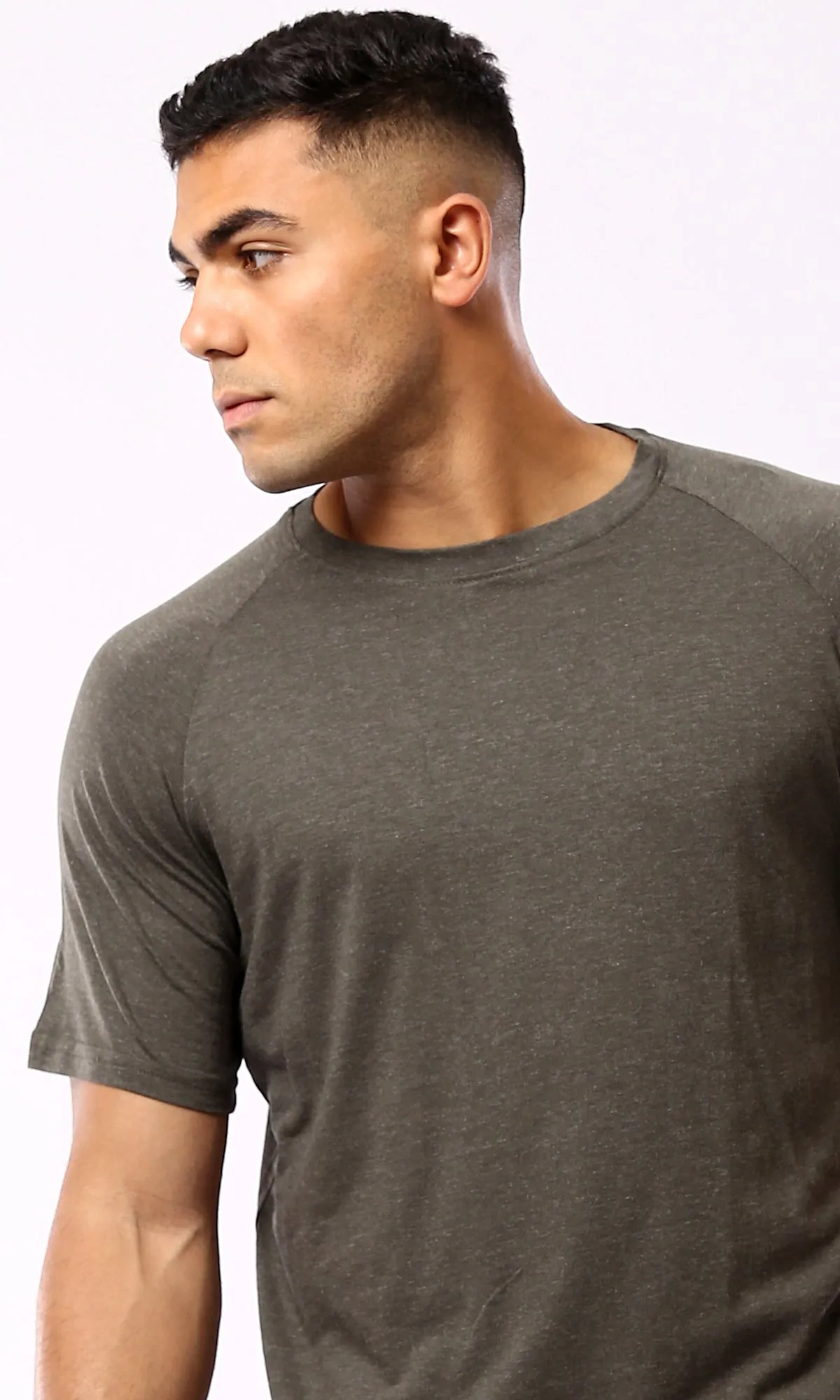 O181705 Short Sleeves Heather Dark Olive Comfort Tee