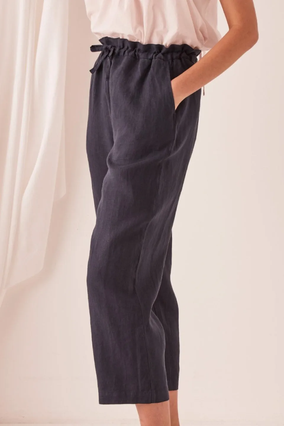 Ollie True Navy Linen Pant