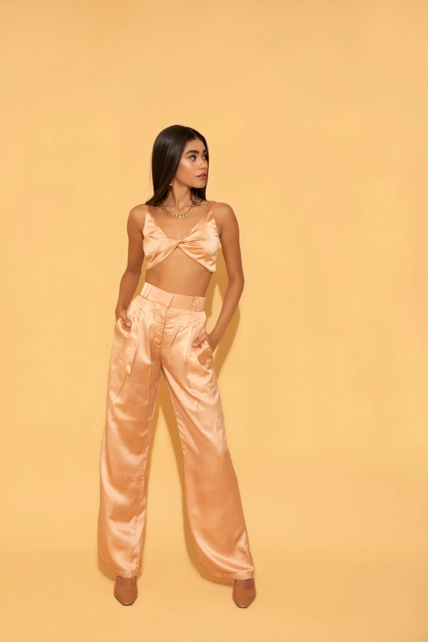 Peach Satin Pants