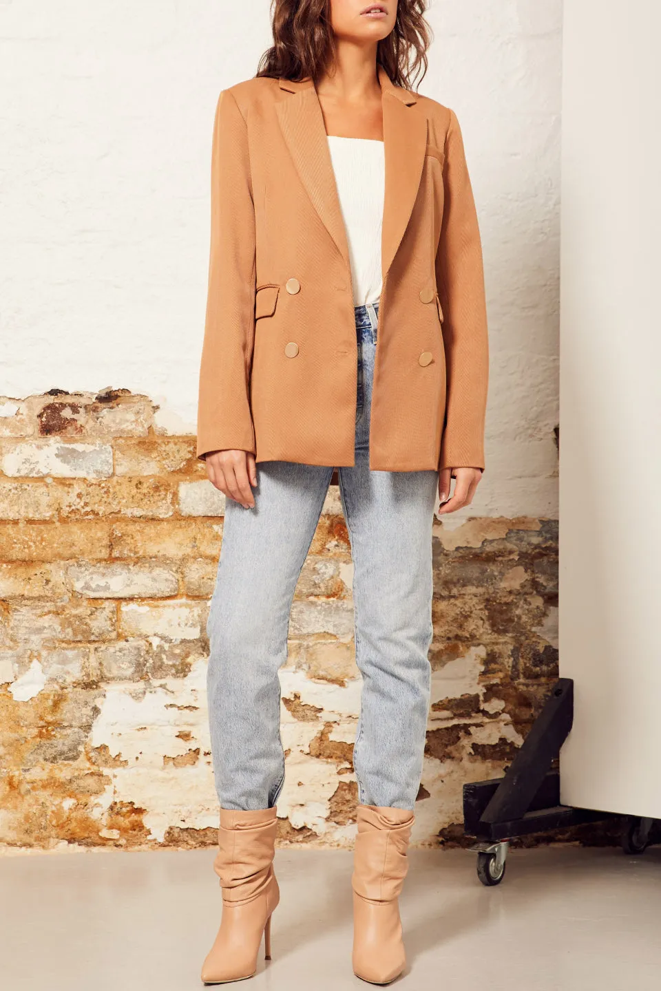 Peninsula Boyfriend Tan Blazer