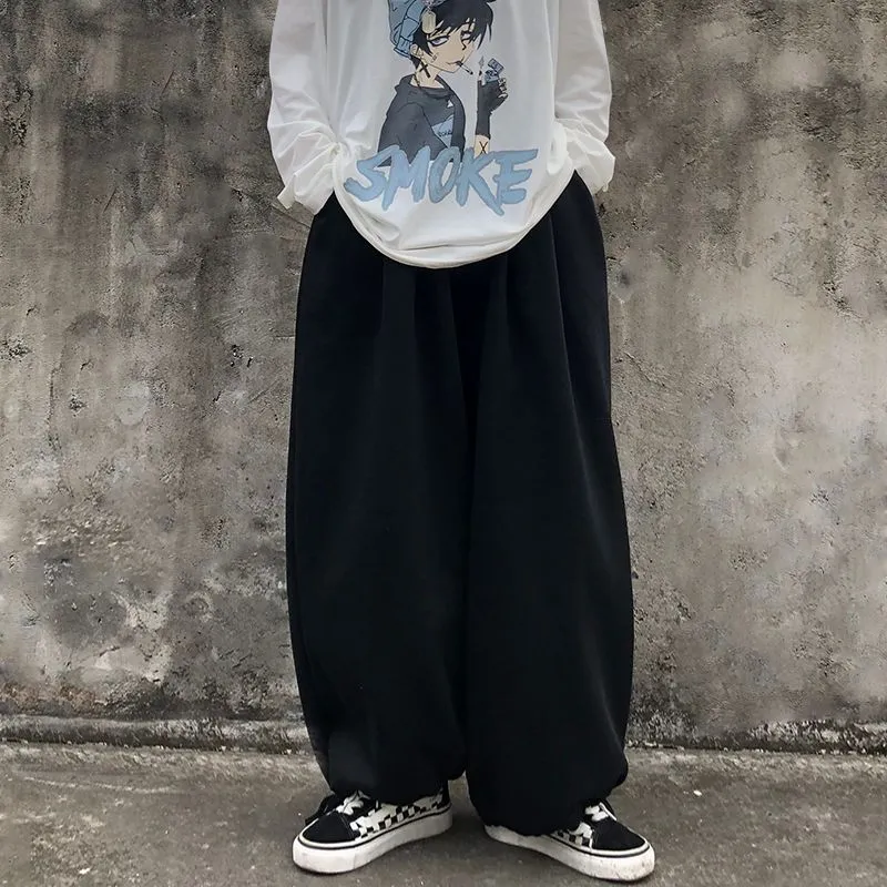 Plain Wide-Leg Jogger Pants dd9