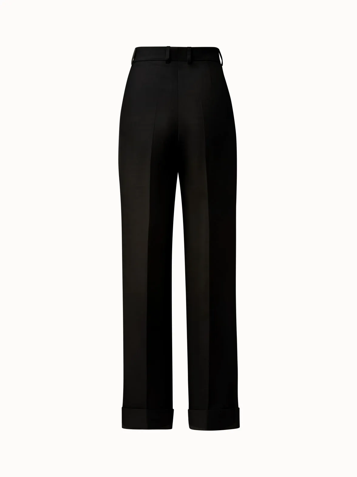 Pleated Cuffed Wool Double Face Pants