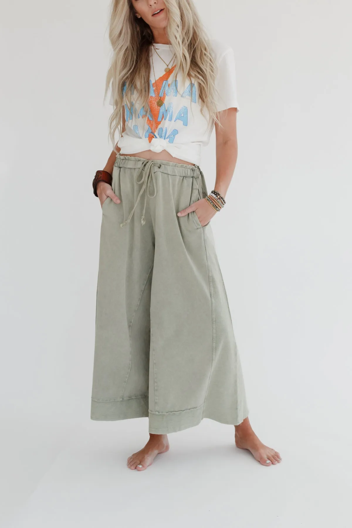 Relaxed Vibes Wide Leg Pants - Olive