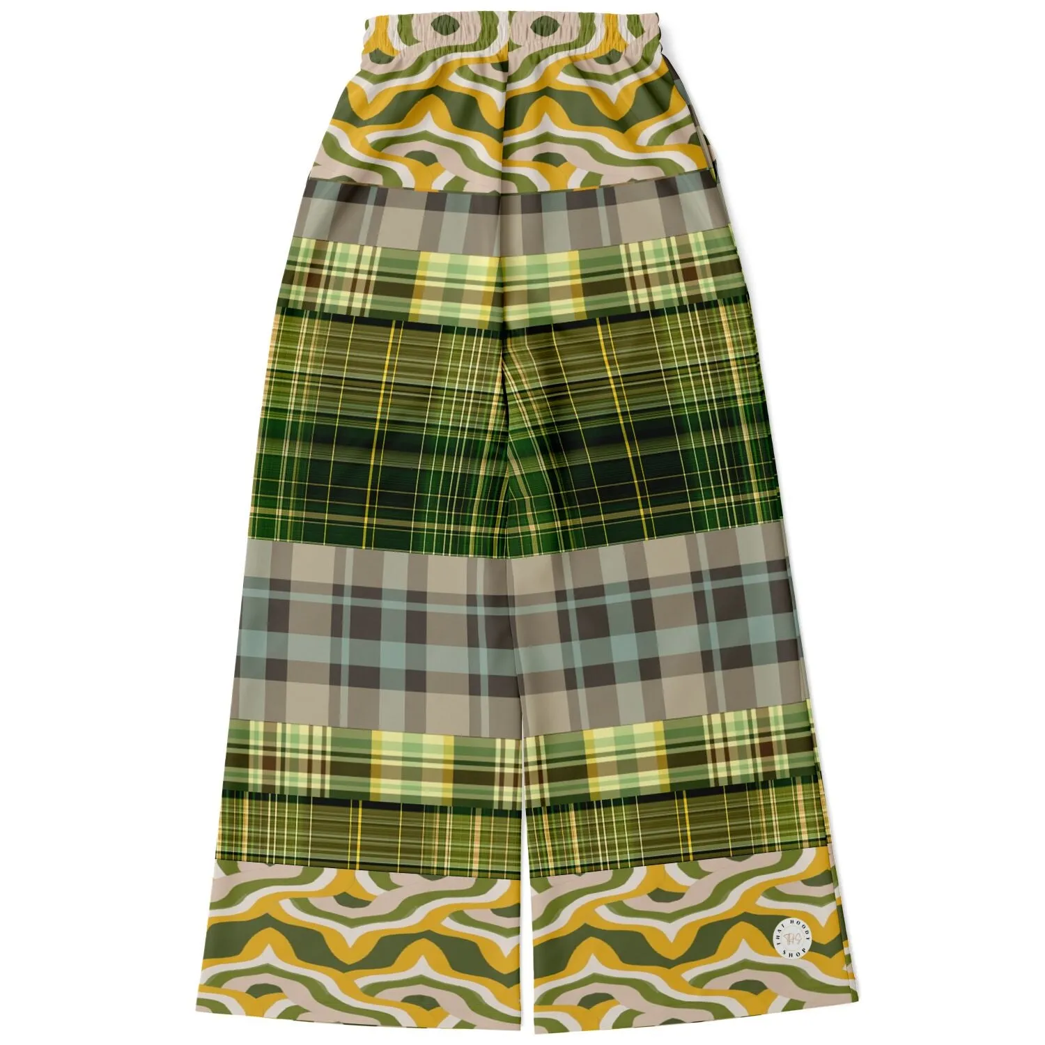 Rolling Green Plaid Eco-Poly Stretchy Phat Bellbottoms