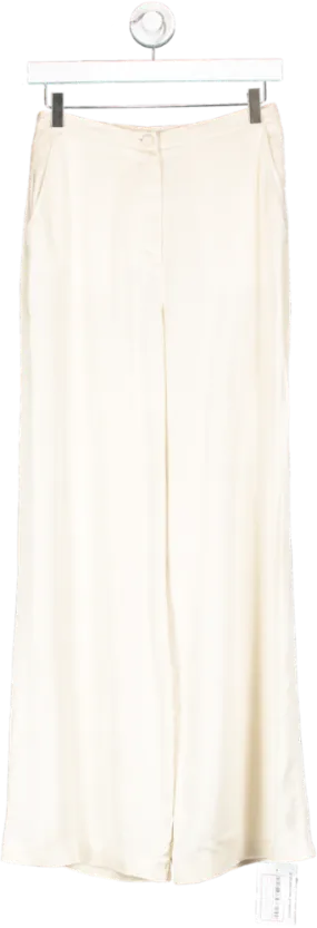 Rosae Paris Cream Le Charles - The Flawless, Sculptural Satin Pants UK 8