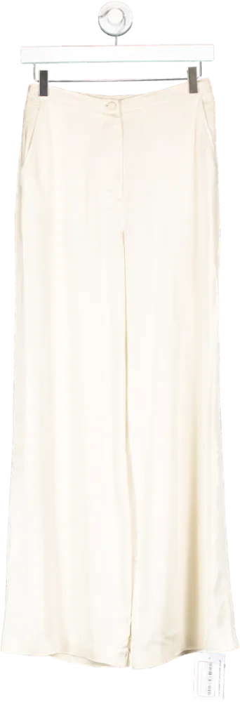 Rosae Paris Cream Le Charles - The Flawless, Sculptural Satin Pants UK 8