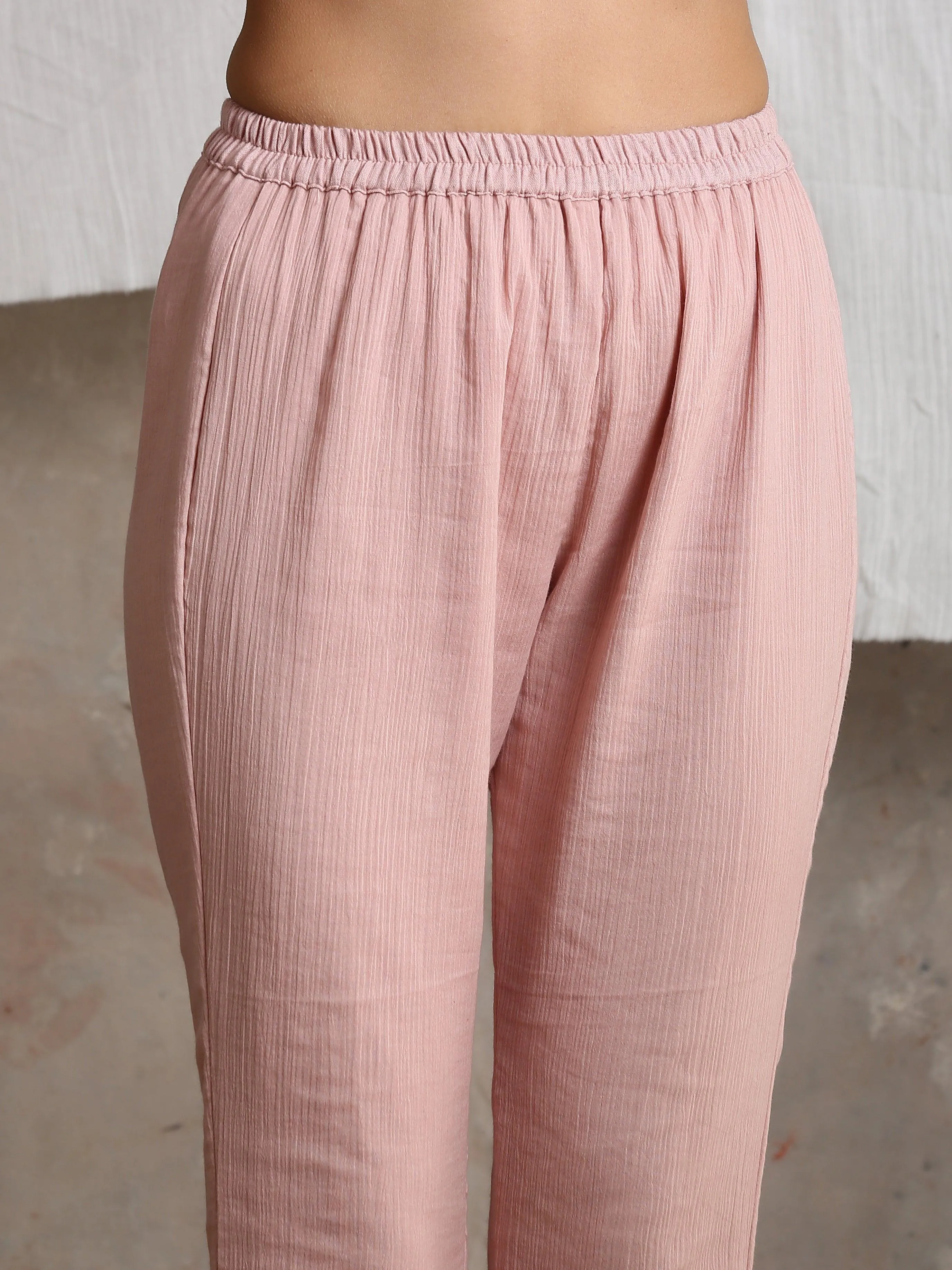 Rose Pink Crinkled Pant