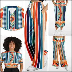 Salsa Time Striped Eco-Poly Stretchy Phat Bellbottoms