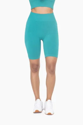 The Best Teal Above the Knee Ribbed Biker Shorts