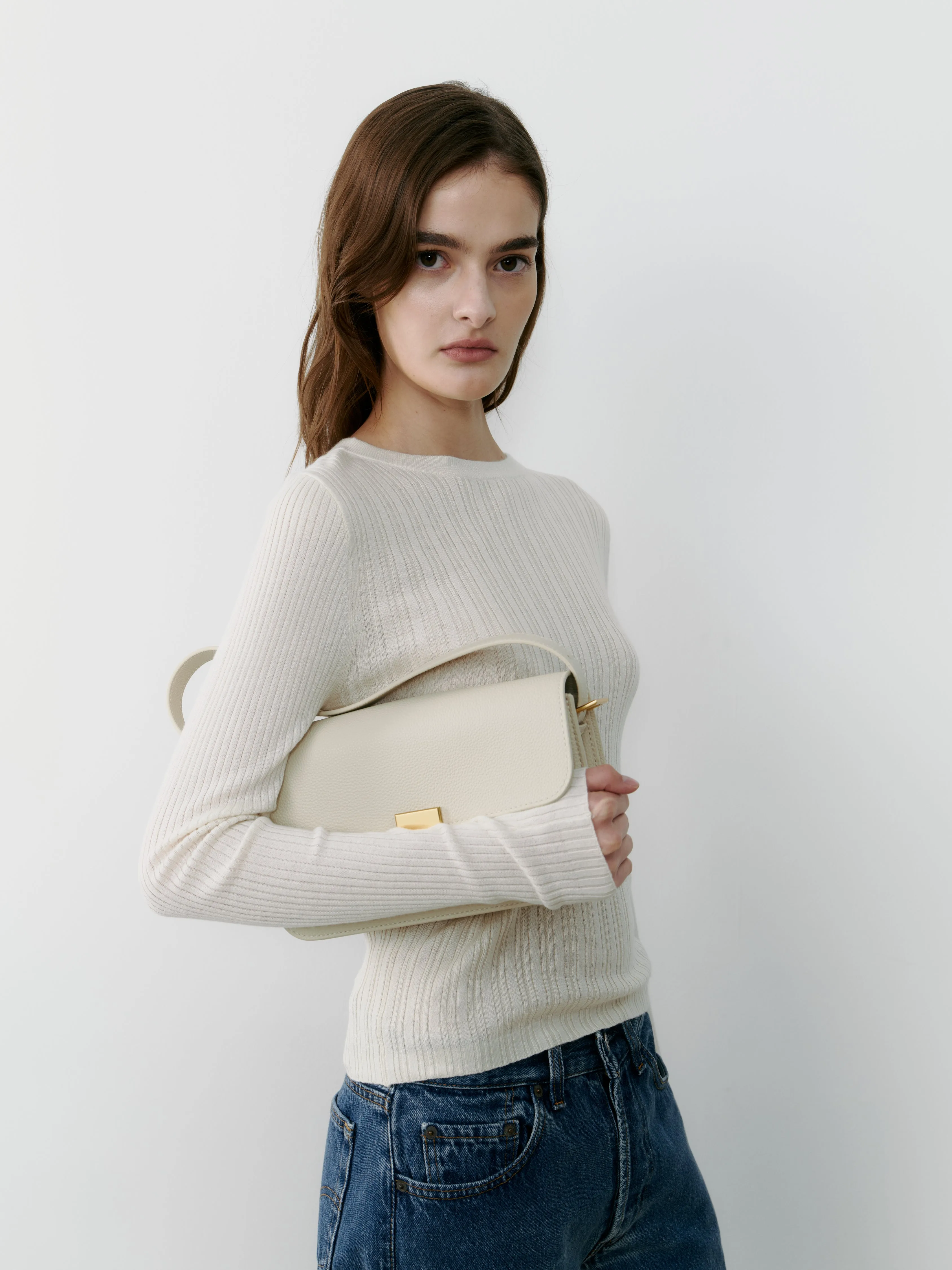 THE SILK RIBBED BOATNECK - ECO WHITE