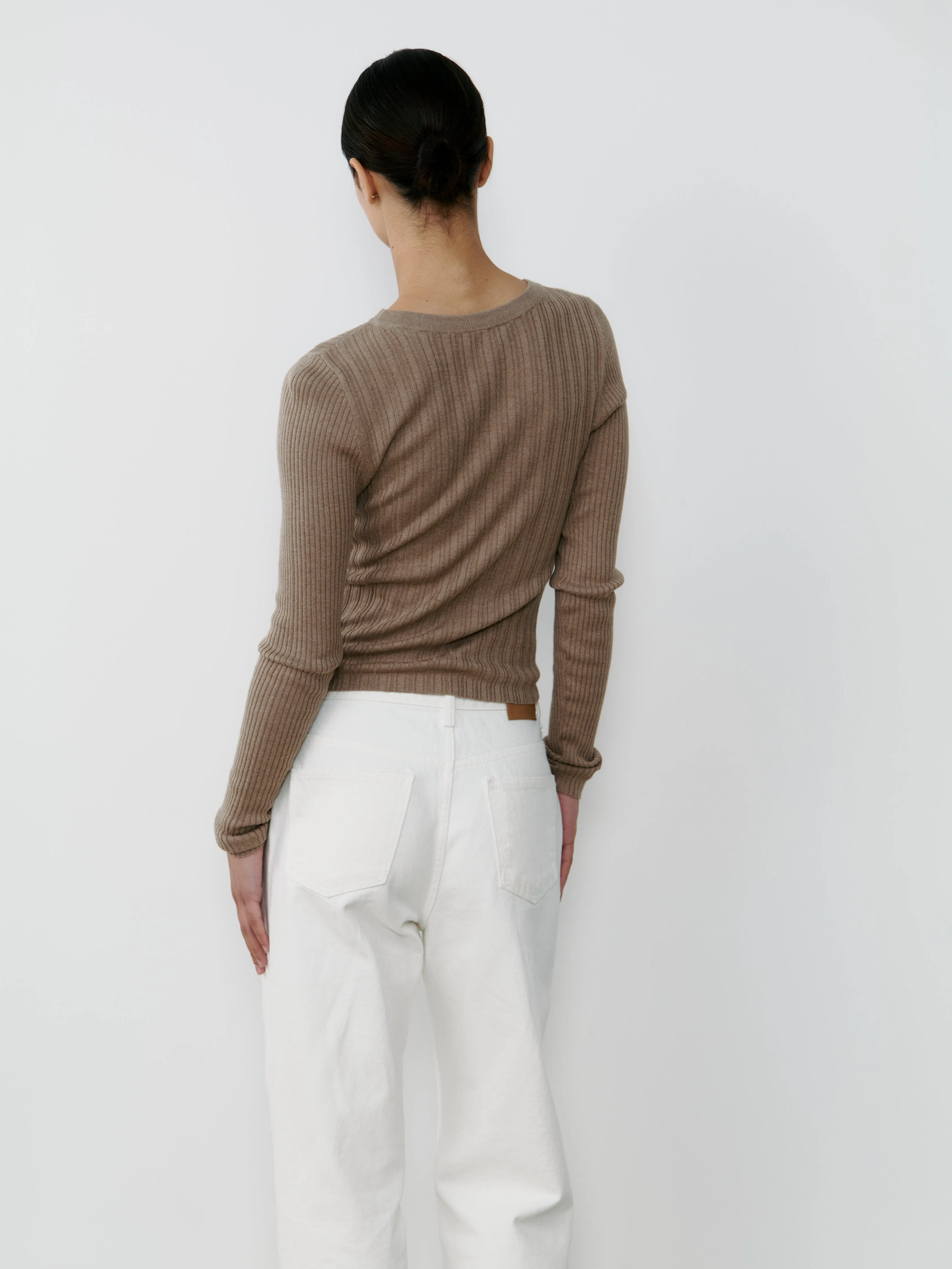 THE SILK RIBBED BOATNECK - MINK