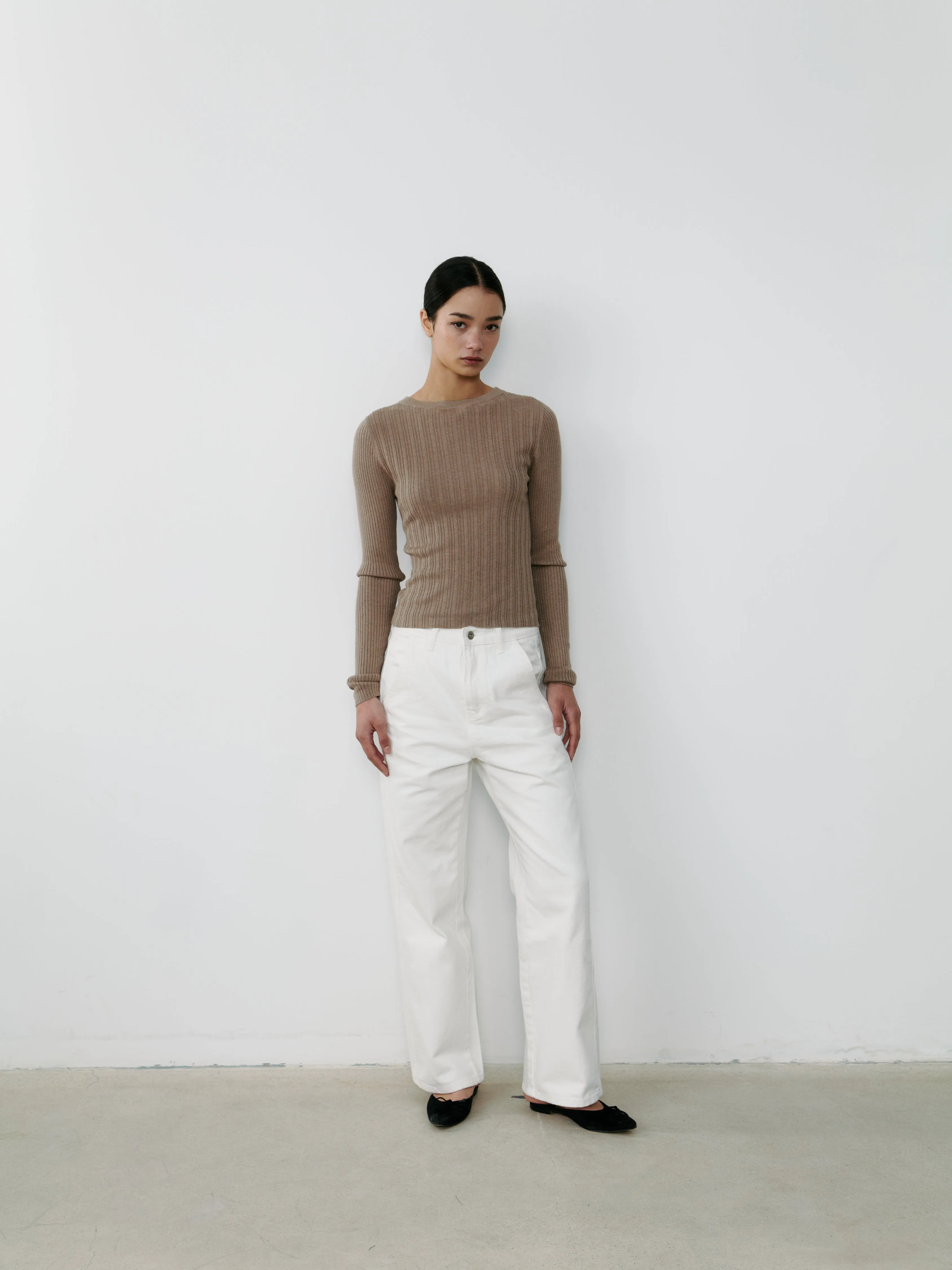 THE SILK RIBBED BOATNECK - MINK