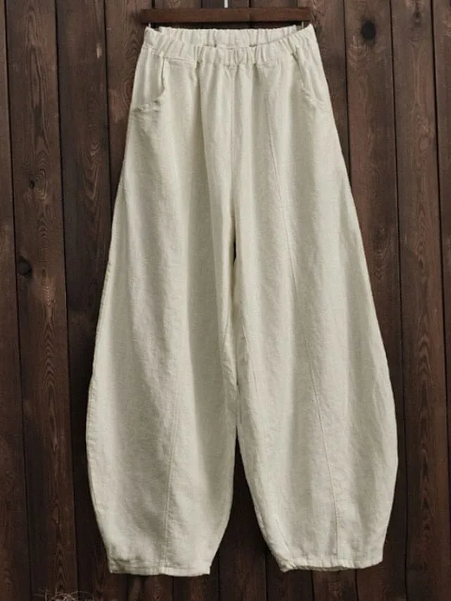 Women's Cotton Wide Leg Gauchos Pants with Pockets