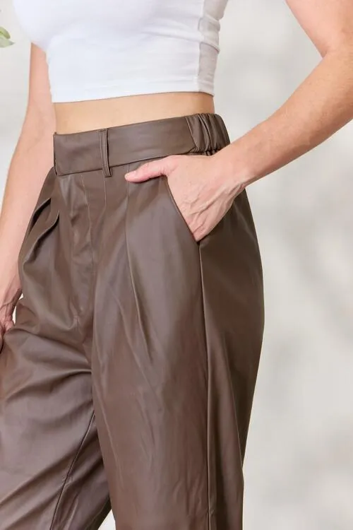 Zenana Leather Straight Pants